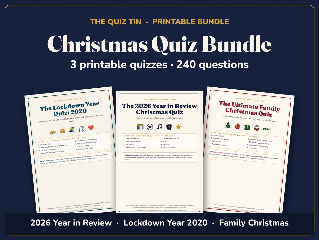 Christmas Quiz Bundle (all 3 quizzes) printable quiz pack preview