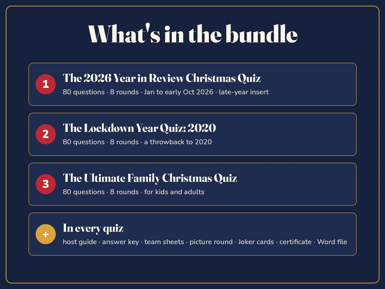 What is in the Christmas quiz bundle