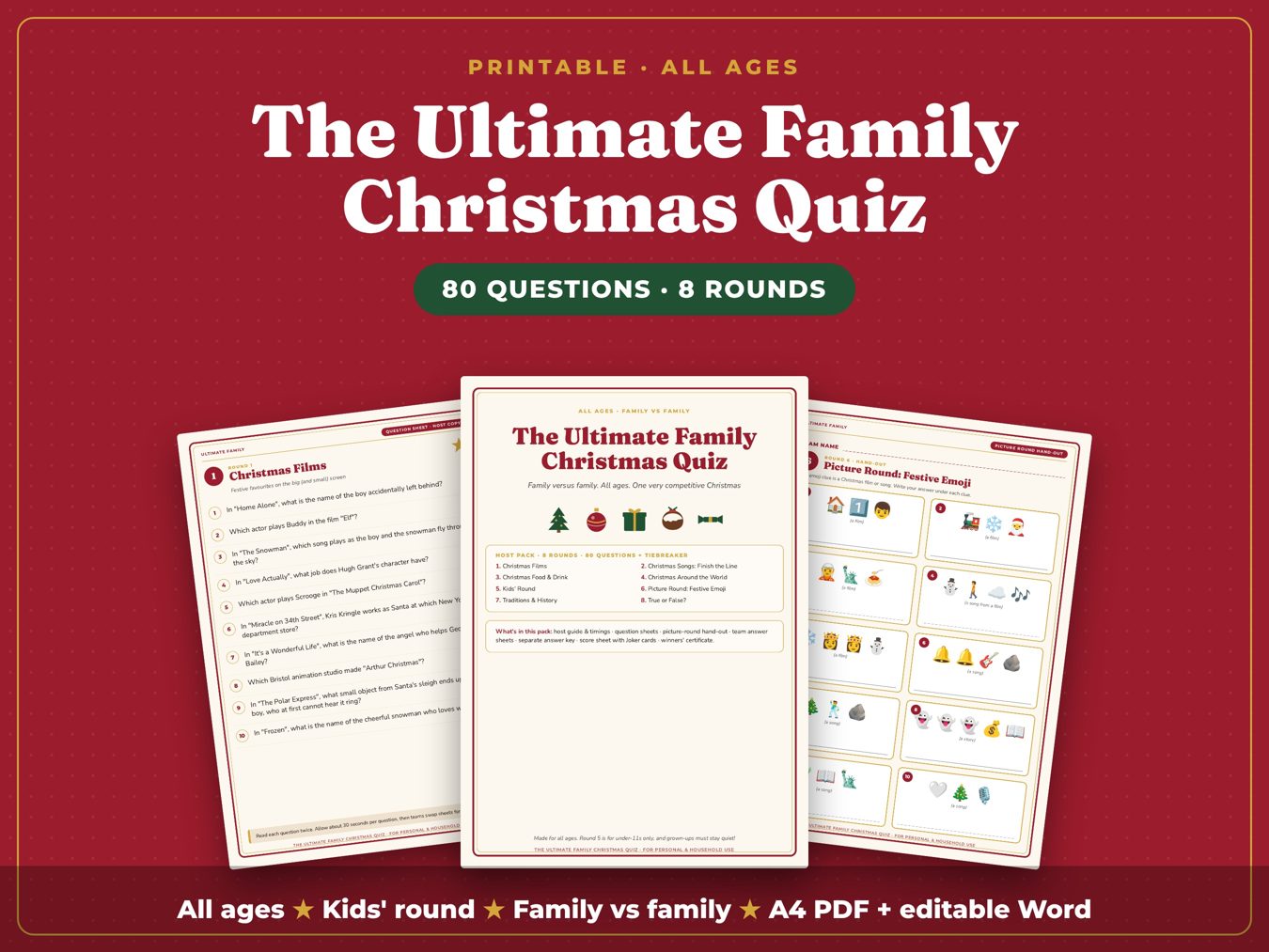 The Ultimate Family Christmas Quiz printable quiz pack preview