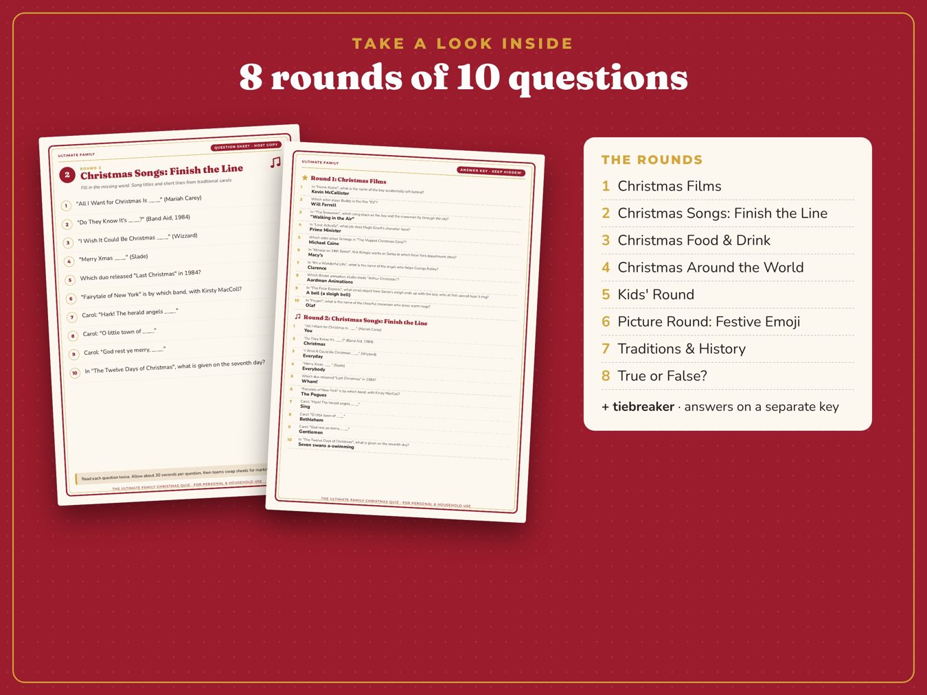 Inside pages of The Ultimate Family Christmas Quiz