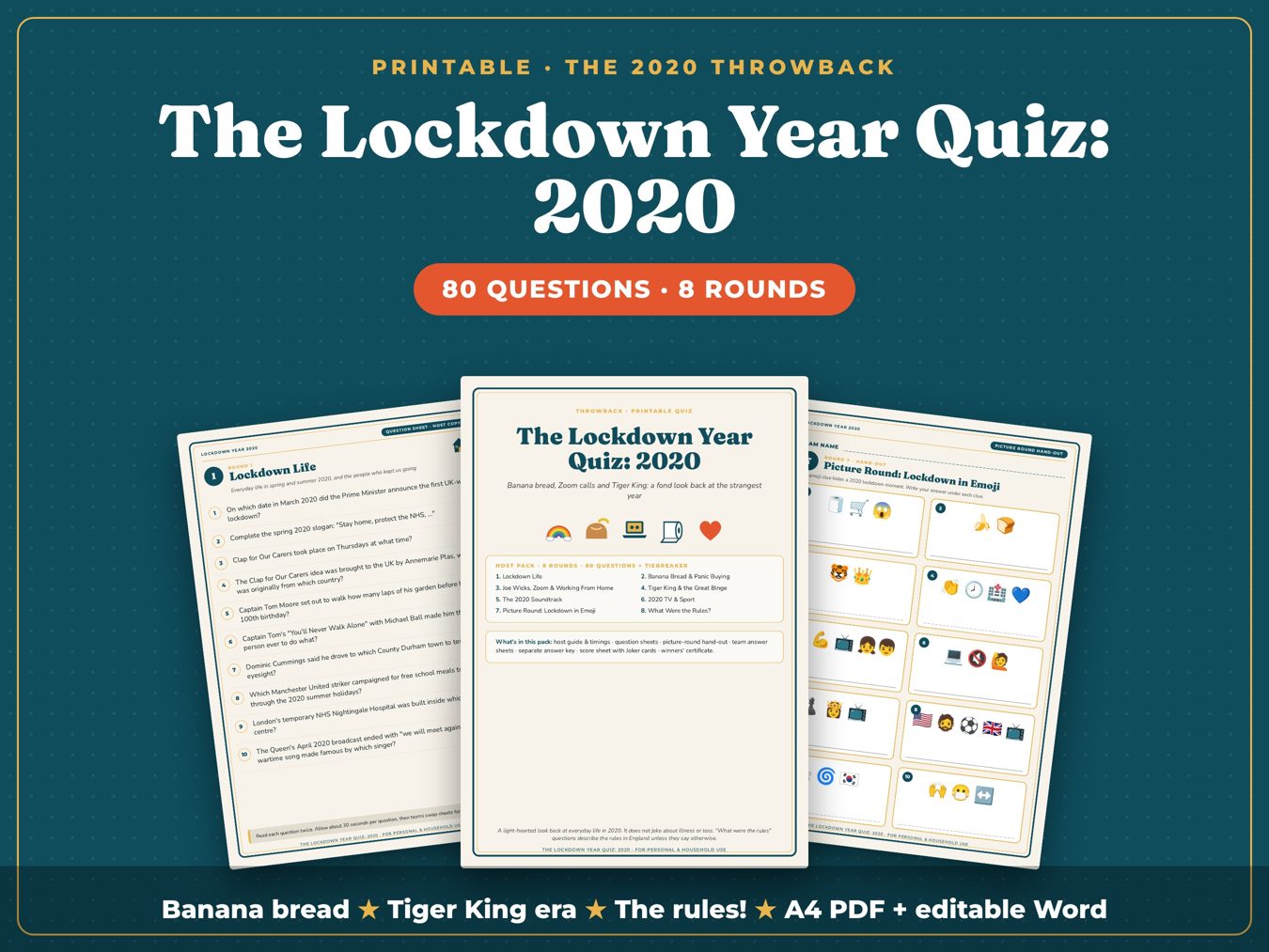 The Lockdown Year Quiz: 2020 printable quiz pack preview