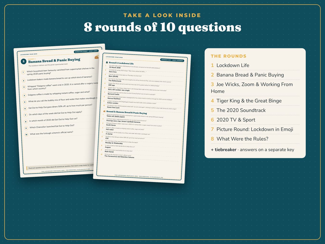 Inside pages of The Lockdown Year Quiz: 2020